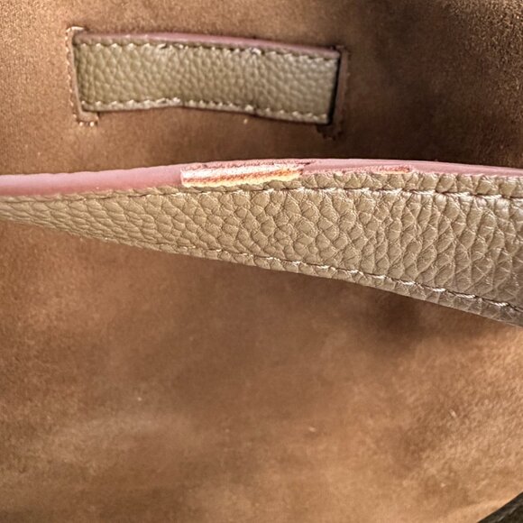 Nanette Lepore Brown Suede Tote Leather Trim Gold Hardware - Picture 9 of 9